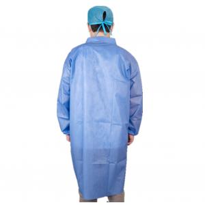China CE Certificated Disposable Anti-Bacterial Protective Medical PP/SMS Long Lab Coat supplier