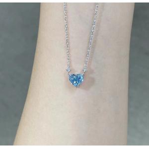 China 1.51ct Lab Diamond Jewelry Synthetic Cvd Blue Heart Cut Pendant 18k White Gold supplier