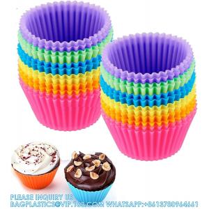 Reusable Silicone Cupcake Baking Cups 24 Pack, 2.75 Inch Cups, & Non-Stick Muffin Liners For Party Halloween