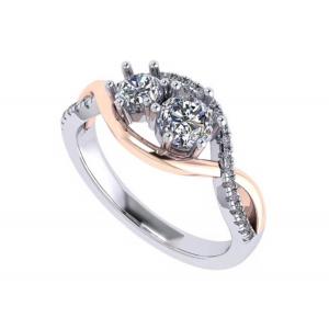 Round Cut 9K Silver Ring 9 Carat Romantic 2 Tone Color ODM For Wedding