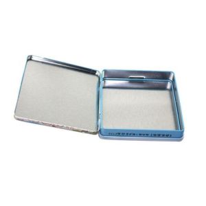 rectangular CD tin case with hinged lid