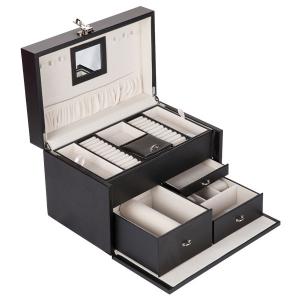 Handled Luxury Jewelry Box Durable Easy To Take With Many Compartments
