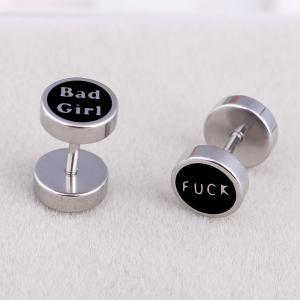 Hot sale stainless steel bad girl typeface stud earrings for women