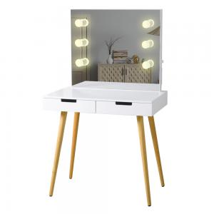 USB Charger MDF Board Cosmetic Dressing Table 3mm Mirror With LED Light