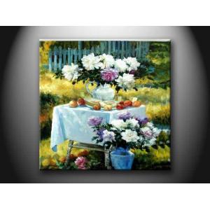 China Interior House Landscape Custom oil Paint Handmade Oil Painting with Flower HHD1123 supplier