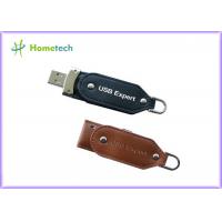 China Black Leather USB Flash Disk 16GB / Leather Pen Drive For Work on sale