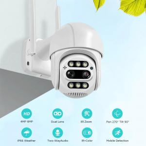 8MP IP Wireless CCTV Security Camera Durable Dual Lens For Outdoor