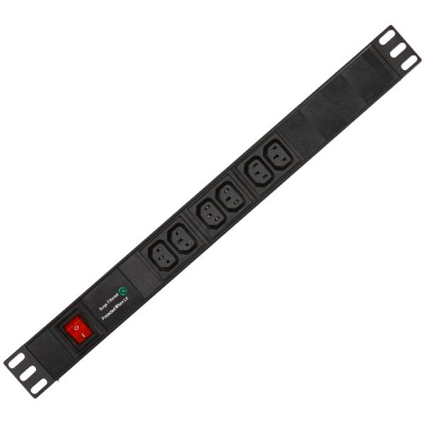 6 Way IEC Type PDU Extension Socket With On/Off Switch, Overload Protector