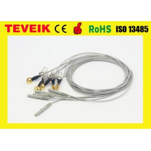 China Reusable Medical Neurofeedback TPU Gold Pated Copper DIN 1.5mm Ear-Clip EEG Electrode Cable supplier