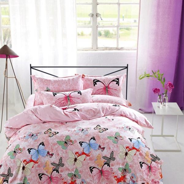 Modern Home Bedroom 4 Piece Bedding Sets 100% Cotton Tancel Material Butterfly