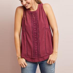 Women Red Sleeveless Top with Back zip