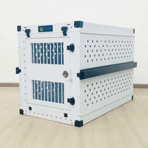 China Portable White Aluminum Collapsible Single Dog Crate Box Folding Pet Carrier supplier