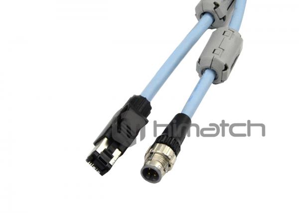 Waterproof M12 Ethernet Cable , Cat 6 Network Cable Durable PUR Jacket For FA