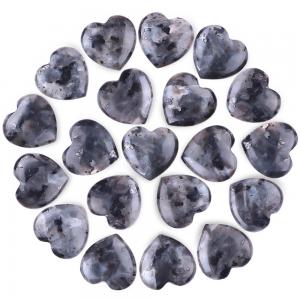 0.8 Inch Black Labradorite Heart Shaped Healing Stones For Jewelry Making