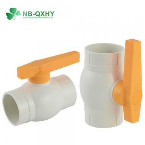 PVC Straight Through Type Channel Plastic Ball Valve with Yellow Handle and Socket End