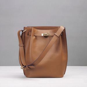 China high quality women brown leather bucket bag designer luxury handbags calfskin bags famous brand handbags supplier
