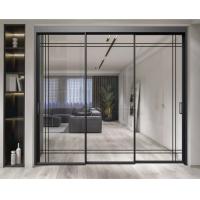 China Slanted Edge Three Track Single Glass Aluminum Sliding Doors Triple Linkage on sale