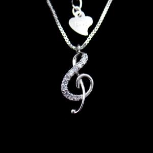 China 925 Silver Music Treble Clef High Note Necklace Rhythm For Musician / Wedding Jewelry Necklace supplier