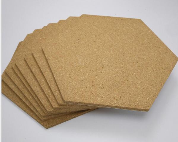 China Wholesale 12'' Hexagon Adhesive Cork Tile for Notice Bulletin Board in