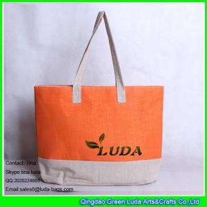 LUDA cotton fabric and paper straw mixed make straw tote bag for women