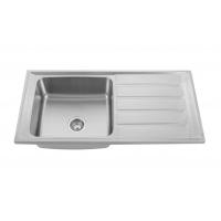 China 10050R Square Bowl Kitchen Sink With Drainboard 100x50cm on sale