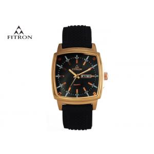 Balck And Gold Quartz Water Resistant Watch With Silicone Strap Popular Design