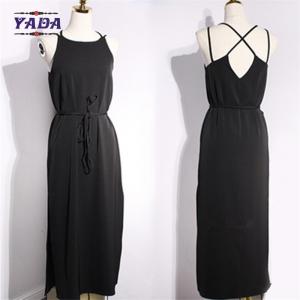 Open back cross split long spaghetti strap solid maxi a line skirt dress beach dresses clothes women with good quality