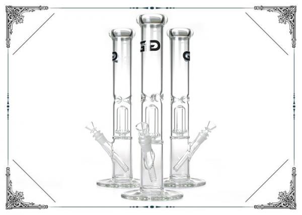 Grace Straight Tube Clear Glass Bong With Birdcage Perc Hookah For Smoking 15''