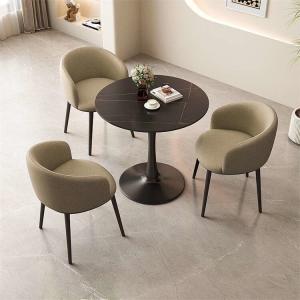 Customized Size Round Dining Table 4 Seater With Leather Chairs