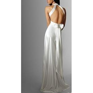 China Pure White Backless Evening Dresses , Maxi Sexy Dresses For Wedding supplier