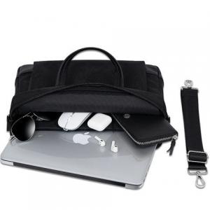 Black Laptop Messenger Bag , Business Laptop Briefcase With Detachable Shoulder Strap