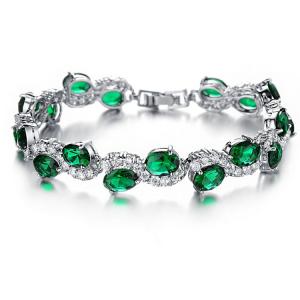 China Women Platinum Plated Green Cubic Zirconia Bracelet Wedding Jewelry(JDS924GREEN) supplier