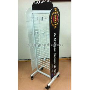 China White Coated Wire Metal Supermarket Display Shelves Floor Standing With 4 Casters supplier