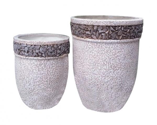 Contemporary Round Cement Garden Planters Cement Flower Pots For Courtyard /