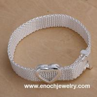 925 Silver Zircon Net Band Bracelets With HEART Jewelry