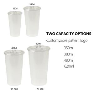 China Custom Split Double Milk Tea Cup Take Away Plastic Cup with Lid wholesale