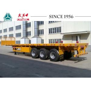 China 40 Tons 3 Axle Semi Flatbed Trailer , Flat Deck Trailer With Front Wall wholesale