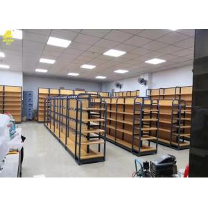 China Modern Iron And Wood Shelving Unit , Retail Open Wood And Metal Bookshelves supplier