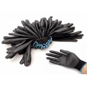 Nylon Liner Polyurethane Coated Gloves , Anti Oil PU Leather Gloves
