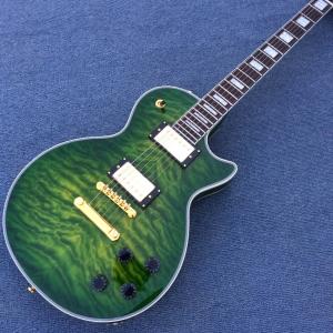 Chibson custom LP electric guitar, Green Flame Maple Top electric guitar with Gold hardware