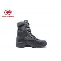 China Long Black Leather Military Combat Boots , Winter Lightweight Waterproof Military Boots on sale