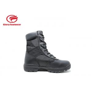 Long Black Leather Military Combat Boots , Winter Lightweight Waterproof Military Boots