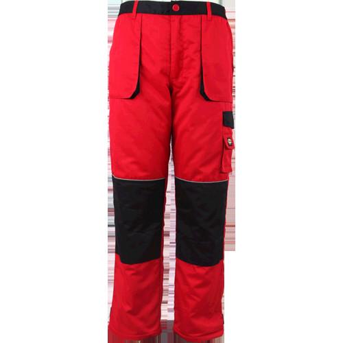 Red polyester high visibility workwear trousers safety work clothes