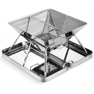China Picnic Outdoor Charcoal Barbecue Grill, Portable Charcoal Grill, Folding Stainless Steel Camping Fire Pit supplier