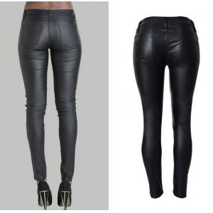 China fashion&casual  high waist pu leather long pencil pant trousers for women supplier