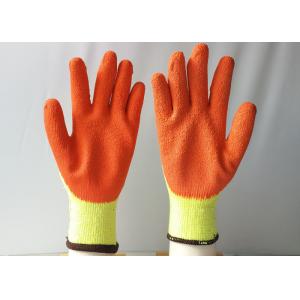 10 Gauge Latex Coated Gloves Yellow Cotton / Polyester Knitted For Construction