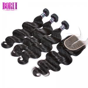 China 4*4 Middle Part Body Wave Human Hair Lace Closure , Brazilian Hair Extensions supplier