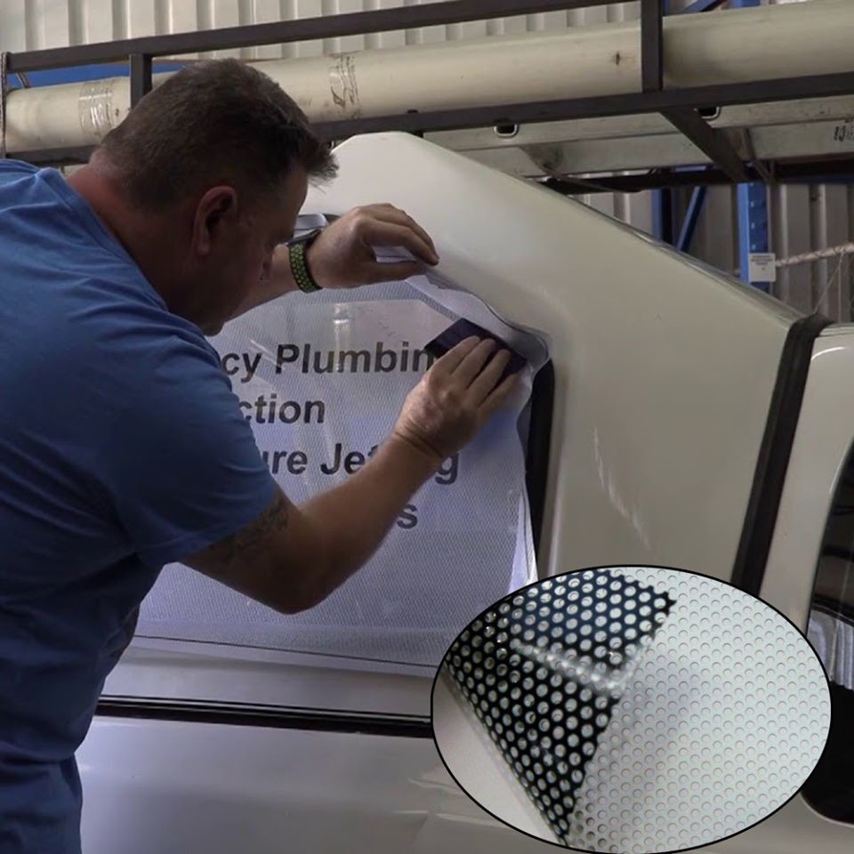 China PVC Perforated Vinyl Glass Sticker Window Film Window Graphic One Way Vision 120mic for Eco solvent and Solvent Printing on sale