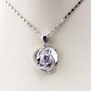 Sterling Silver Clear Cubic Zirconia Heart Shape Pendant Necklace (P14)
