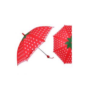 Lovely Strawberry Handle Kids Compact Umbrella 18 Inch Kid Safe Design